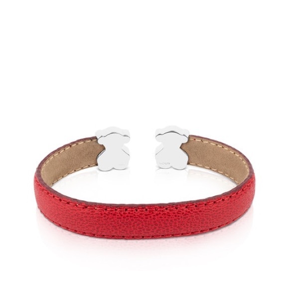 TOUS Sweet Dolls bangle in sterling silver and red leather. - Picture 4 of 8